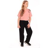 Toontoy Kız Çocuk 2'li Takım Baskılı Kısa Kollu T-Shirt & Beli Lastikli Ayarlanabilir Paça Jogger Eşofman Altı - 2 Ipilk - Mercan - 13-14