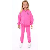 Toontoy Kız Çocuk 2'li Takım Baskılı Kolej Yaka Fermuarlı Cepli Sweatshirt & Beli Paçası Lastikli Cepli Jogger Eşofman Altı -TK24219 - Orkide - 6