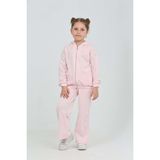 Toontoy Kız Çocuk 2'li Takım Çizgili Kapüşonlu Fermuarlı Cepli Sweatshirt & Beli Lastikli Bol Paça Eşofman Altı - Müslin - Pembe - 4