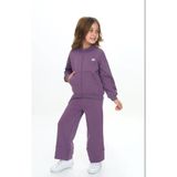 Toontoy Kız Çocuk 2'Li Takım Dik Yaka Fermuarlı Cepli Sweatshirt & Beli Lastikli Cepli Bol Paça Eşofman Altı - 2 İplik