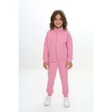 Toontoy Kız Çocuk 2'li Takım Dik Yaka Fermuarlı Cepli Sweatshirt & Beli Paçası Ribanalı Jogger Eşofman Altı - 2 Iplik - Gül Kurusu - 5