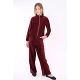 Toontoy Kız Çocuk 2'Li Takım Dik Yaka Fermuarlı Sweatshirt & Beli Lastikli Cepli Bol Paça Eşofman Altı - Kadife