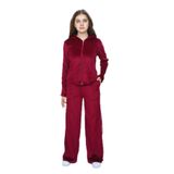 TOONTOY Kız Çocuk 2'li Takım Fermuarlı Kapüşonlu Cepli Sweatshirt & Beli Lastikli Bol Paça Cepli Eşofman, 13-14 Yaş, 24961, Bordo, kız-çocuk