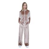 TOONTOY Kız Çocuk 2'li Takım Fermuarlı Kapüşonlu Cepli Sweatshirt & Beli Lastikli Bol Paça Cepli Eşofman, 6-7 Yaş, 24962, Kahve, kız-çocuk