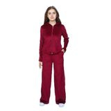 TOONTOY Kız Çocuk 2'li Takım Fermuarlı Kapüşonlu Cepli Sweatshirt & Beli Lastikli Bol Paça Cepli Eşofman, 8-9 Yaş, 24961, Bordo, kız-çocuk