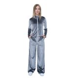 TOONTOY Kız Çocuk 2'li Takım Fermuarlı Kapüşonlu Cepli Sweatshirt & Beli Lastikli Bol Paça Cepli Eşofman, 8-9 Yaş, 24962, Gri, kız-çocuk