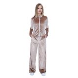 TOONTOY Kız Çocuk 2'li Takım Fermuarlı Kapüşonlu Cepli Sweatshirt & Beli Lastikli Bol Paça Cepli Eşofman, 8-9 Yaş, 24962, Kahve, kız-çocuk