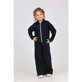 Toontoy Kız Çocuk 2'li Takım Gömlek Yaka Fermuarlı Cepli Sweatshirt & Beli Lastikli Bol Paça Eşofman Altı - Dokuma Şanel Tuvit Chanel - Lacivert - 3