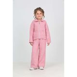 Toontoy Kız Çocuk 2'li Takım Gömlek Yaka Fermuarlı Cepli Sweatshirt & Beli Lastikli Bol Paça Eşofman Altı - Dokuma Şanel Tuvit Chanel - Pembe - 4