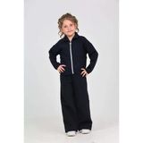 Toontoy Kız Çocuk 2'Li Takım Gömlek Yaka Fermuarlı Cepli Sweatshirt & Beli Lastikli Bol Paça Eşofman Altı - Dokuma Şanel Tuvit Chanel