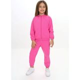 Toontoy Kız Çocuk 2'li Takım Kapüşonlu Cepli Reglan Kol Sweatshirt & Beli Paçası Lastikli Cepli Jogger Eşofman Altı - 2 Iplik - Orkide