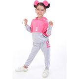 Toontoy Kız Çocuk 2'li Takım Kapüşonlu Cepli Sweatshirt & Beli Paçası Lastikli Jogger Eşofman Altı - Renk Bloklu & Bant Detaylı & 2 Iplik - Fuşya - 5