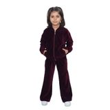 TOONTOY Kız Çocuk 2'li Takım Kapüşonlu Fermuarlı Cepli Sweatshirt & Beli Lastikli Bol Paça Eşofman, 2 YAŞ, 24839, Bordo, kız-çocuk