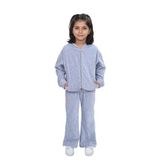 TOONTOY Kız Çocuk 2'li Takım Kapüşonlu Fermuarlı Cepli Sweatshirt & Beli Lastikli Bol Paça Eşofman, 3 Yaş, 24839, Gri Melanj, kız-çocuk