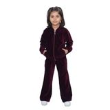 TOONTOY Kız Çocuk 2'li Takım Kapüşonlu Fermuarlı Cepli Sweatshirt & Beli Lastikli Bol Paça Eşofman, 4 Yaş, 24839, Bordo, kız-çocuk