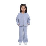 TOONTOY Kız Çocuk 2'li Takım Kapüşonlu Fermuarlı Cepli Sweatshirt & Beli Lastikli Bol Paça Eşofman, 4 Yaş, 24839, Gri Melanj, kız-çocuk