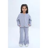 Toontoy Kız Çocuk 2'Li Takım Kapüşonlu Fermuarlı Cepli Sweatshirt & Beli Lastikli Bol Paça Eşofman Altı - Kadife