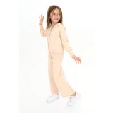 Toontoy Kız Çocuk 2'Li Takım Kapüşonlu Fermuarlı Sweatshirt & Beli Lastikli Bol Paça Cepli Eşofman Altı - 2 İplik