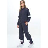 Toontoy Kız Çocuk 2'li Takım Kapüşonlu Fermuarlı Sweatshirt & Beli Paçası Lastikli Jogger Eşofman Altı - Garni Detaylı & 3 Iplik Şardonlu - Füme - 6 – 7 Yaş