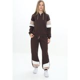 Toontoy Kız Çocuk 2'li Takım Kapüşonlu Fermuarlı Sweatshirt & Beli Paçası Lastikli Jogger Eşofman Altı - Garni Detaylı & 3 Iplik Şardonlu - Kahverengi - 10 - 11 Yaş
