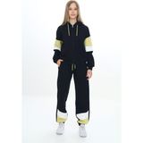 Toontoy Kız Çocuk 2'li Takım Kapüşonlu Fermuarlı Sweatshirt & Beli Paçası Lastikli Jogger Eşofman Altı - Garni Detaylı & 3 Iplik Şardonlu - Siyah - 8 - 9 Yaş