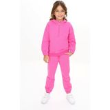 Toontoy Kız Çocuk 2'li Takım Kapüşonlu Yarım Fermuarlı Ribanalı Sweatshirt & Beli Paçası Lastikli Jogger Eşofman Altı - 2 Iplik - Orkide - 3