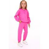 Toontoy Kız Çocuk 2'li Takım Kapüşonlu Yarım Fermuarlı Sweatshirt & Beli Paçası Lastikli Cepli Jogger Eşofman Altı - TK24214 - Orkide