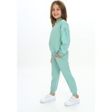 Toontoy Kız Çocuk 2'li Takım Nakış Baskılı Dik Yaka Fermuarlı Sweatshirt & Beli Paçası Ribanalı Cepli Jogger Eşofman Altı - Nervürlü & 2 Iplik - Yeşil - 3