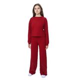 TOONTOY Kız Çocuk 2'li Takım Taş İşlemeli Bisiklet Yaka Sweatshirt & Beli Lastikli Bol Paça Cepli Eşofman Takımı, 12 Yaş, 24952, Bordo, kız-çocuk