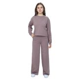 TOONTOY Kız Çocuk 2'li Takım Taş İşlemeli Bisiklet Yaka Sweatshirt & Beli Lastikli Bol Paça Cepli Eşofman Takımı, 14 Yaş, 24952, Acı Kahve, kız-çocuk