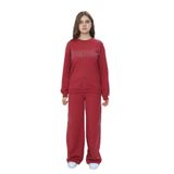 TOONTOY Kız Çocuk 2'li Takım Taş İşlemeli Bisiklet Yaka Sweatshirt Bol Paça Cepli Eşofman Altı, 14 Yaş, 24950, Kiremit, kız-çocuk
