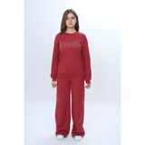 Toontoy Kız Çocuk 2'li Takım Taş Işlemeli & Bisiklet Yaka Sweatshirt & Bol Paça Cepli Eşofman Altı - 14 Yaş - Kiremit