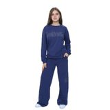 TOONTOY Kız Çocuk 2'li Takım Taş İşlemeli Bisiklet Yaka Sweatshirt Bol Paça Cepli Eşofman Altı İndigo 8 Yaş, 8 Yaş, 24950, İndigo, kız-çocuk