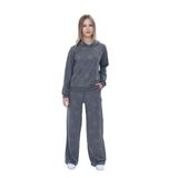 TOONTOY Kız Çocuk 2'li Takım Taş İşlemeli Kapüşonlu Sweatshirt & Beli Lastikli Bol Paça Cepli Eşofma Antrasit Melanj, 12 Yaş, 24951, Antrasit Melanj, kız-çocuk