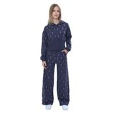 TOONTOY Kız Çocuk 2'li Takım Taş İşlemeli Kapüşonlu Sweatshirt & Beli Lastikli Bol Paça Cepli Eşofman, 10 Yaş, 24949, Füme, kız-çocuk