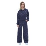 TOONTOY Kız Çocuk 2'li Takım Taş İşlemeli Kapüşonlu Sweatshirt & Beli Lastikli Bol Paça Cepli Eşofman, 12 Yaş, 24949, Füme, kız-çocuk