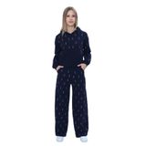 TOONTOY Kız Çocuk 2'li Takım Taş İşlemeli Kapüşonlu Sweatshirt & Beli Lastikli Bol Paça Cepli Eşofman, 12 Yaş, 24949, Lacivert, kız-çocuk