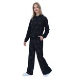 TOONTOY Kız Çocuk 2'li Takım Taş İşlemeli Kapüşonlu Sweatshirt & Beli Lastikli Bol Paça Cepli Eşofman, 12 Yaş, 24951, Siyah, kız-çocuk