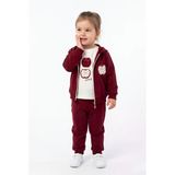 Toontoy Kız Çocuk 3'Lü Eşofman Takımı Uzun Kollu Bisiklet Yaka Nakışlı T-Shirt - Kapüşonlu Fermuarlı Hırka- Beli Paçası Lastikli Eşofman Altı 25040