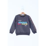 Toontoy Kız Çocuk Always Baskılı Sweatshirt Antrasit Melanj 7 YAŞ