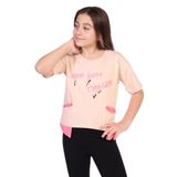 TOONTOY Kız Çocuk Always Happy Baskılı Tişört 12-13 Yaş, 12-13 Yaş, 22141, Bej, Kız çocuk