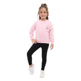 Toontoy Kız Çocuk Always Kalp Nakışlı Taytlı Takım Açık Pembe 2 YAŞ