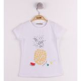 Toontoy Kız Çocuk Ananas Baskılı T-Shirt - 3 Yaş - Beyaz