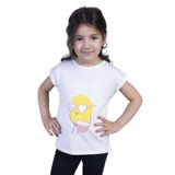 Toontoy Kız Çocuk Ananas Baskılı Tişört Ekru 3 YAŞ