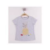 TOONTOY Kız Çocuk Ananas Baskılı Tişört Gri Melanj 1 Yaş, 1 Yaş, 10790-1, Gri Melanj, Kız bebek