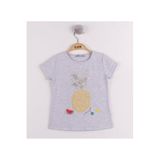 TOONTOY Kız Çocuk Ananas Baskılı Tişört Gri Melanj 4 Yaş, 4 Yaş, 10790-1, Gri Melanj, Kız Çocuklar
