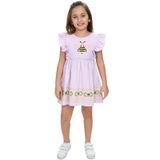 TOONTOY Kız Çocuk Arı Baskılı Elbise, Açık Lila, 2 YAŞ