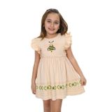 TOONTOY Kız Çocuk Arı Baskılı Elbise, Bej, 1 Yaş