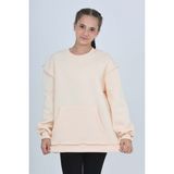 Toontoy Kız Çocuk Arka Eva Nakışlı Sweatshırt - Bej - 10 - 11 Yaş