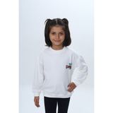 Toontoy Kız Çocuk Arka Kol Baskılı Çiçekli Sweatshirt - Ekru - 5 Yaş
